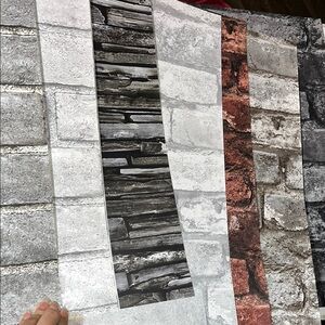 NEW 7 Large Assorted Brick Pattern Wallpaper Sample Sheets - 16”x17.5”